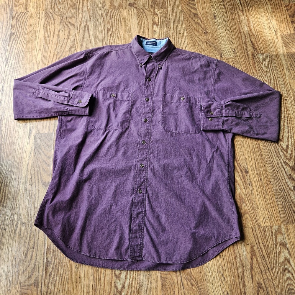 Vintage Chaps Ralph Lauren Mens Shirt 17 34/35 Purple Cotton Button Down XL